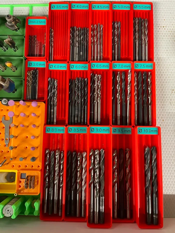Porta-Brocas Compacto Gridfinity para gaveta de ferramentas